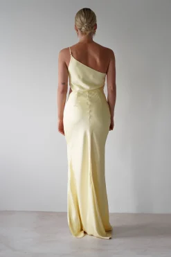 Lyra Soft Matte Satin Maxi Dress | Yellow