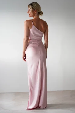 Lyra Soft Matte Satin Maxi Dress | Blush Pink