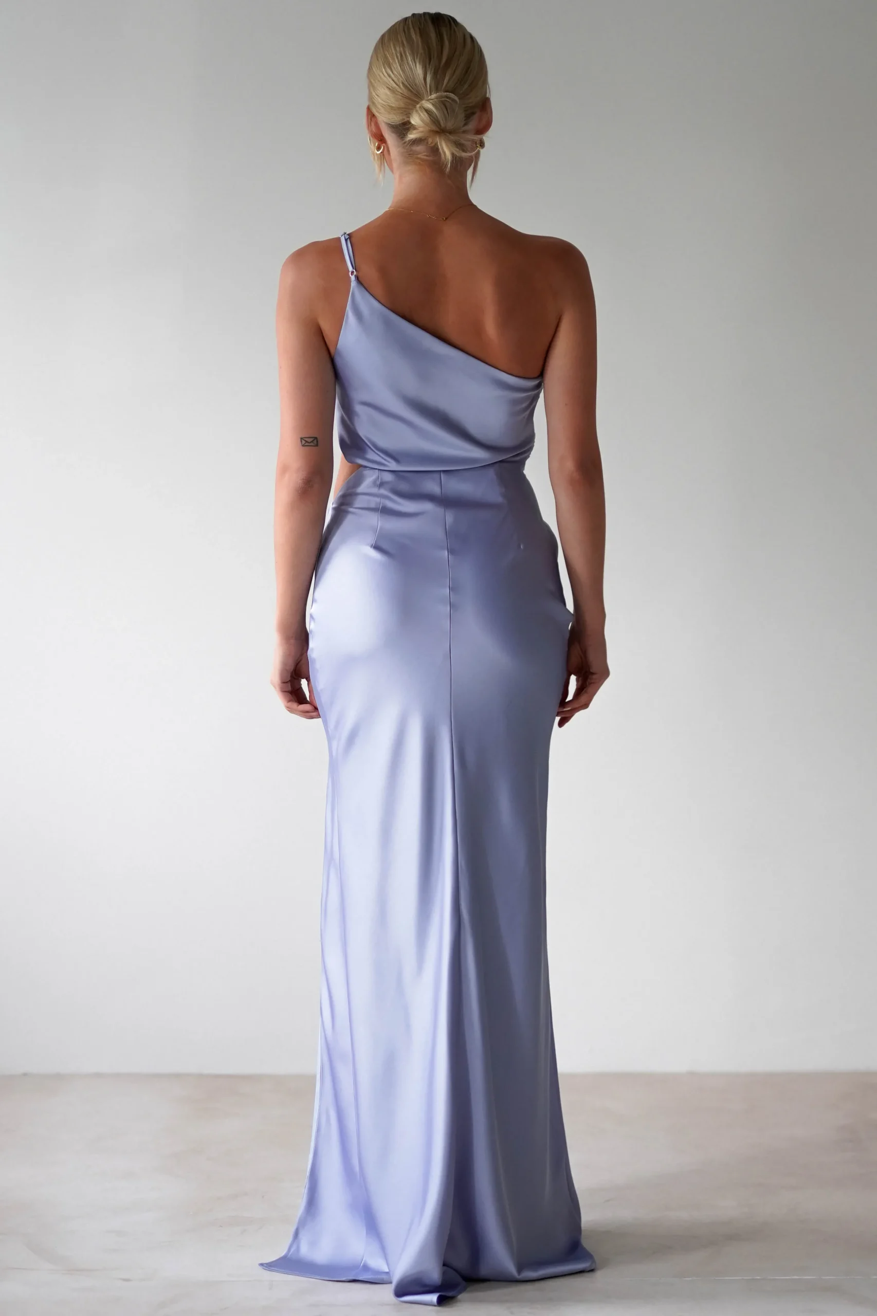Lyra Soft Matte Satin Maxi Dress | Periwinkle Blue