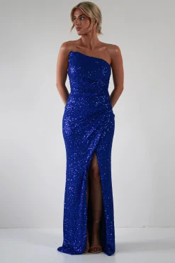 Mabel Strapless Sequin Gown | Royal Blue