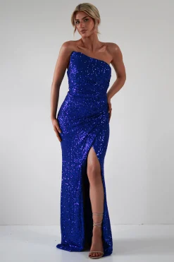 Mabel Strapless Sequin Gown | Royal Blue