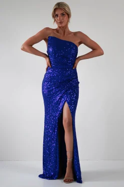 Mabel Strapless Sequin Gown | Royal Blue