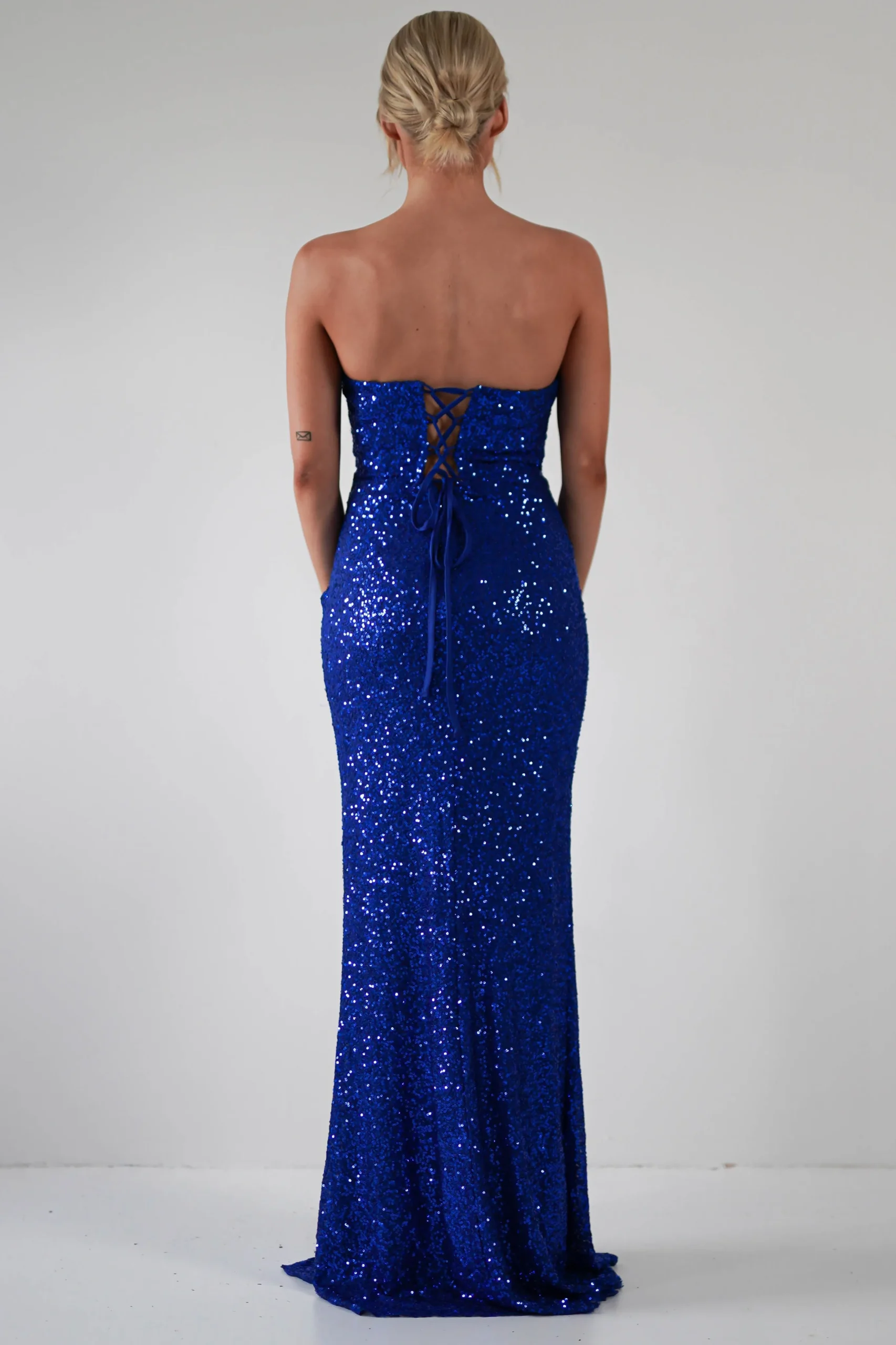 Mabel Strapless Sequin Gown | Royal Blue