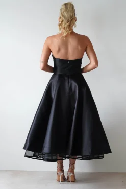Madison A-Line Midi Dress | Black