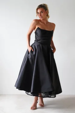 Madison A-Line Midi Dress | Black