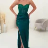 Madonna Strapless Corset Gown | Emerald Green