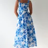 Maisie Floral Skater Maxi Dress | Blue