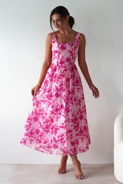 Maisie Floral Skater Maxi Dress | Pink