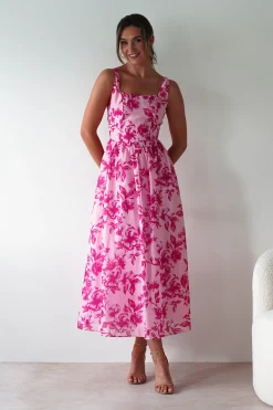 Maisie Floral Skater Maxi Dress | Pink