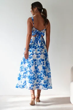 Maisie Floral Skater Maxi Dress | Blue