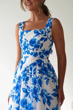 Maisie Floral Skater Maxi Dress | Blue