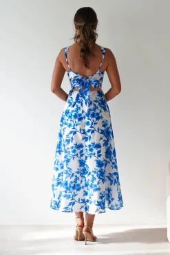 Maisie Floral Skater Maxi Dress | Blue