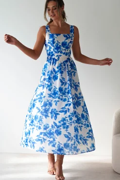 Maisie Floral Skater Maxi Dress | Blue
