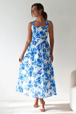Maisie Floral Skater Maxi Dress | Blue