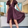 Maleri Satin Midi Dress | Chocolate