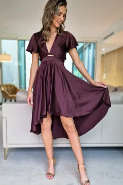 Maleri Satin Midi Dress | Chocolate