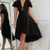 Maleri Satin Midi Dress | Black