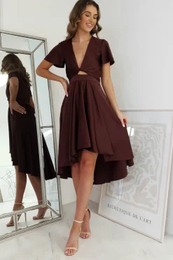 Maleri Satin Midi Dress | Chocolate