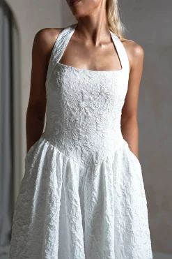 Margot Textured Midaxi Dress | White