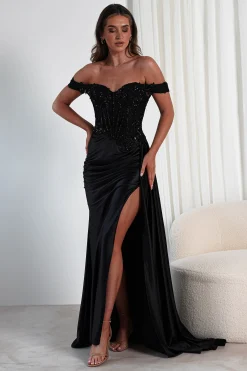 Marsela Lace Bodice Gown | Black