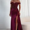 Marsela Lace Bodice Gown | Burgundy