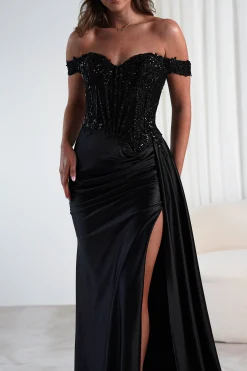Marsela Lace Bodice Gown | Black