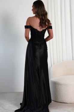 Marsela Lace Bodice Gown | Black