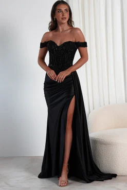 Marsela Lace Bodice Gown | Black