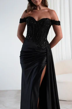 Marsela Lace Bodice Gown | Black