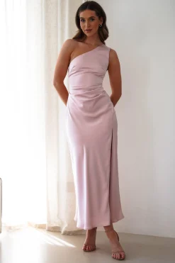 Meera Soft Matte Satin Midaxi Dress | Blush Pink