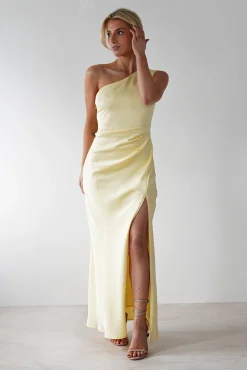 Meera Soft Matte Satin Midaxi Dress | Yellow
