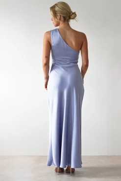 Meera Soft Matte Satin Midaxi Dress | Periwinkle Blue