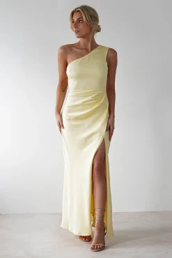 Meera Soft Matte Satin Midaxi Dress | Yellow