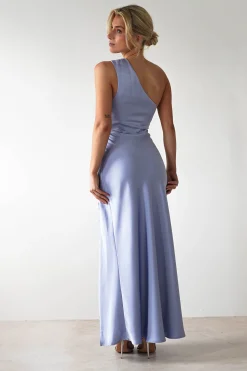 Meera Soft Matte Satin Midaxi Dress | Periwinkle Blue