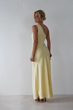 Meera Soft Matte Satin Midaxi Dress | Yellow