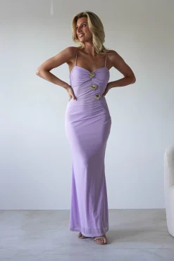 Melrose Mesh Shell Detail Maxi Dress | Lilac