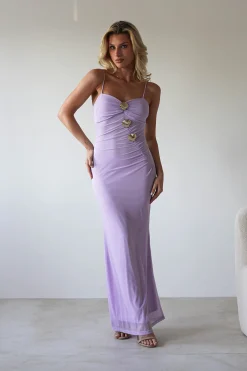 Melrose Mesh Shell Detail Maxi Dress | Lilac