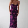 Merlo Low Back Midaxi Dress | Grape Print