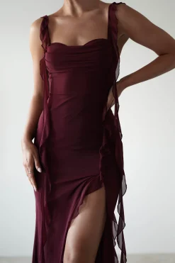 Mhissa Ruffle Maxi Dress | Burgundy