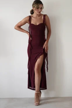 Mhissa Ruffle Maxi Dress | Burgundy
