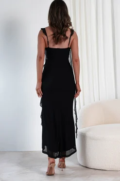 Mhissa Ruffle Maxi Dress | Black