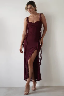 Mhissa Ruffle Maxi Dress | Burgundy