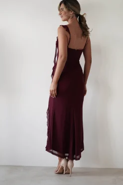 Mhissa Ruffle Maxi Dress | Burgundy