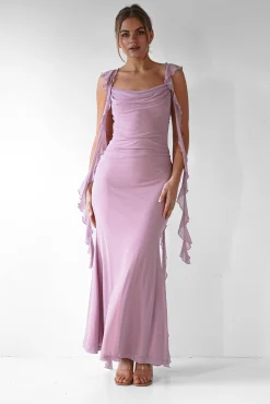 Miranda Ruffle Midaxi Dress | Mauve
