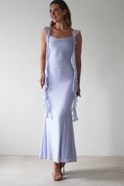 Miranda Ruffle Midaxi Dress | Dusty Blue
