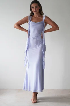 Miranda Ruffle Midaxi Dress | Dusty Blue