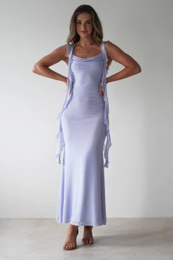 Miranda Ruffle Midaxi Dress | Dusty Blue