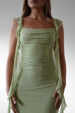 Miranda Ruffle Midaxi Dress | Pistachio