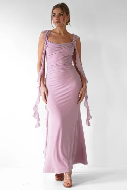 Miranda Ruffle Midaxi Dress | Mauve