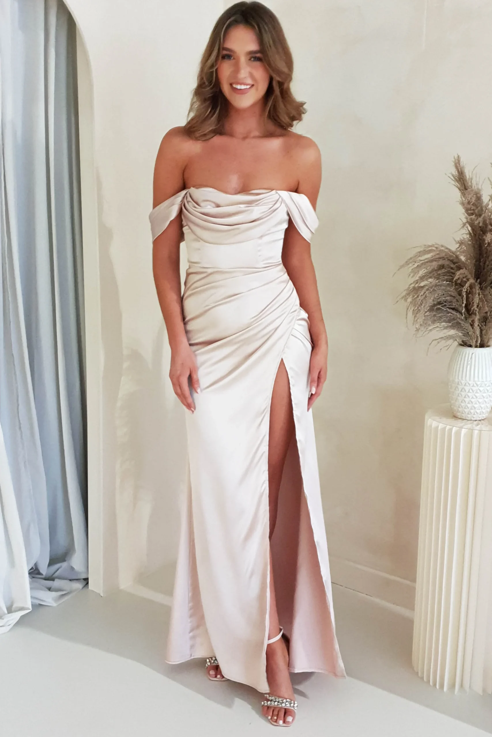Monica Off The Shoulder Gown | Champagne
